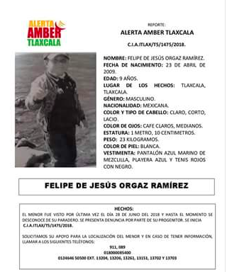 Menor desaparece, ayúdanos a encontrarlo